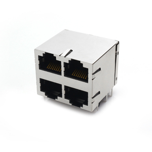 HAXN 안정적인 성능 880A 8P8C 2X2 차폐 W/EMI 탭 W/O LED 원형 핀 RJ45 커넥터 - Product Image 1