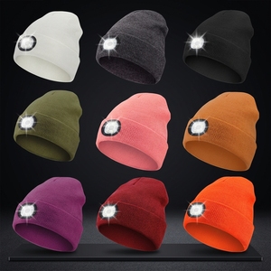 Casquettes <span class=keywords><strong>de</strong></span> course nocturne à LED rechargeables par USB, en tricot acrylique, imprimées en sérigraphie, pour adultes, hommes, promotionnelles - Product Image 1