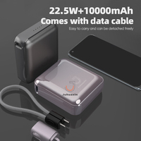 Power Bank Multi guna 10000 MAh, pengisian cepat, Display Digital cerdas, Power Bank Mini dengan kabel PD C-C