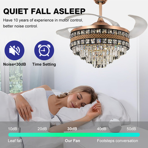 Hiện đại sang trọng pha lê văn phòng phòng ngủ phòng khách LED Đèn quạt trần với ánh sáng và từ xa - Product Image 4