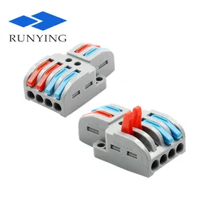 Quick wire splicing connector 2 in 4 out fast terminal connector spring lever terminal block for led light