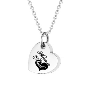 Kalung Batu Alam Bentuk Hati Bengkok Gaya Punk untuk Pria Wanita, Kotak Abu untuk Mengenang Hewan Peliharaan Anjing Kucing - Product Image 1