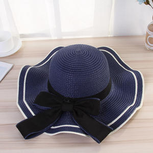 Sommer Big Hat Wave Bow Stroh Damen Beach Sun shade Hersteller Großhandel - Product Image 3