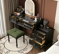 Table de toilette médiévale en bois massif, table de toilette française couleur crème pour chambre à coucher, bureau de maquillage moderne extensible