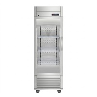 Réfrigérateur commercial à une porte vitrée, congélateur vertical, vitrine réfrigérée en acier inoxydable pour équipement de restaurant