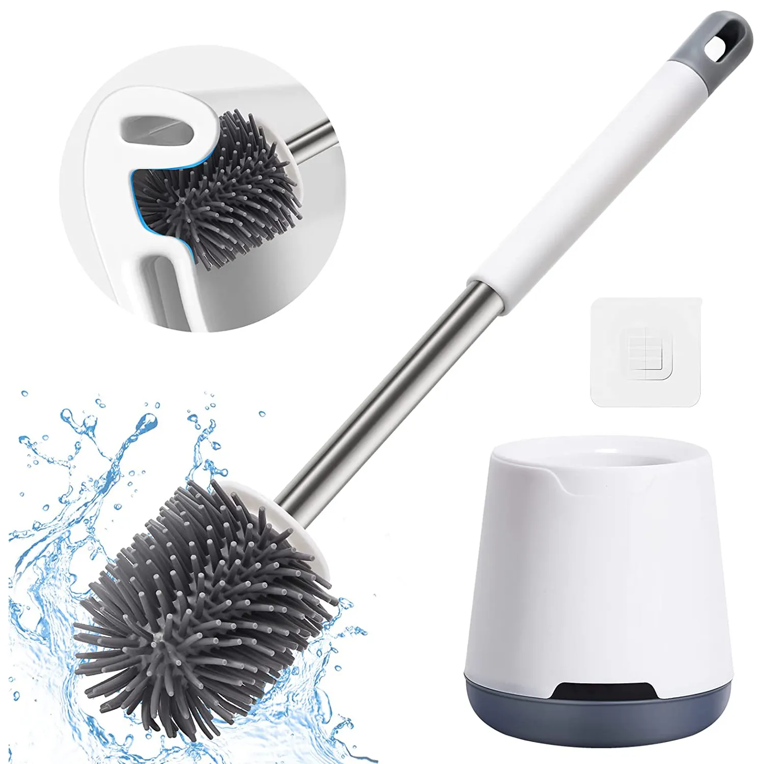 Amazon Hot Selling Cheap Silicone Holder Soft TPR Cleaning Toilet Brush Wall-mounted Toilet Brush For Bathroom Cleaning