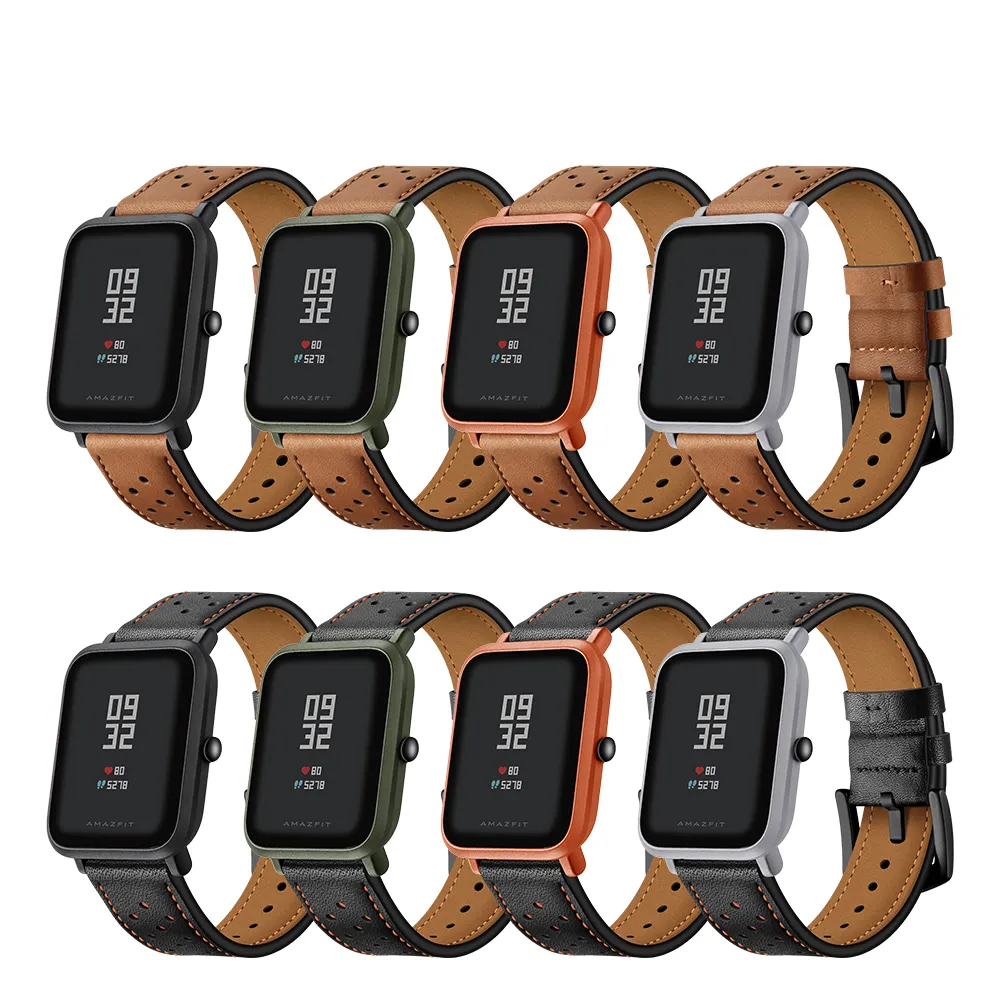 for Smart Watch Amazfit bip GTS Genuine Leather Watch Wristwatches Straps QuickRelease Top Grain Calf Watches bands 20mm
