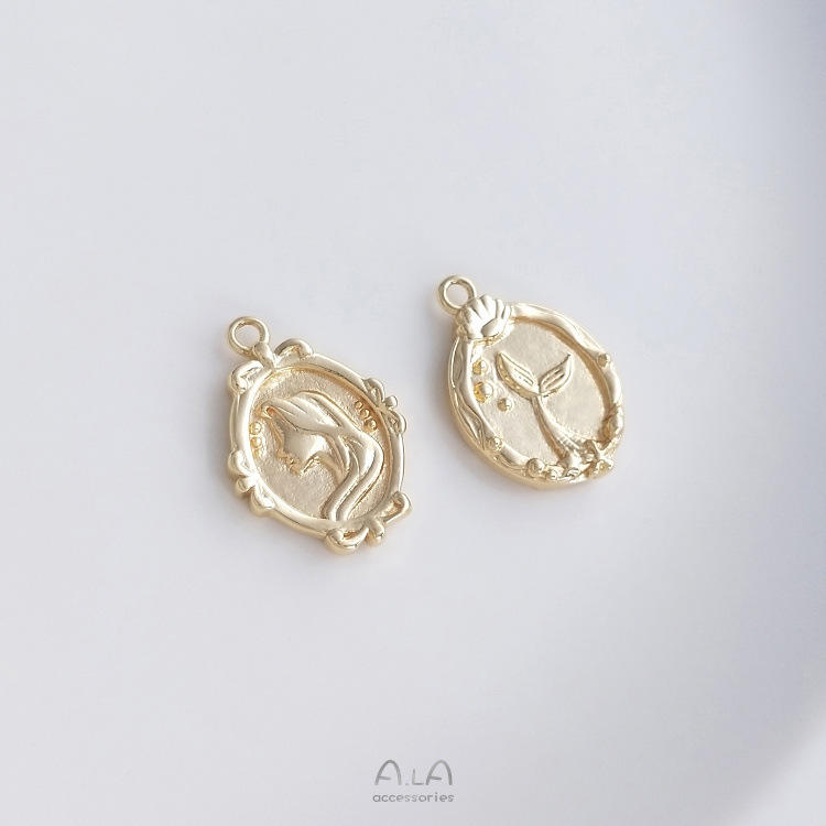 Pendentif double face Princesse Ariel 14K
