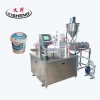 Machine de remplissage et de scellage rotative automatique pneumatique pour crème glacée, gelée, yaourt et boissons, 2 gobelets