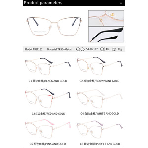 Monturas de Gafas Cat Eye TR90 con Protección de Luz Azul, Lentes Planas Unisex, Estilo Instagram 7162 - Product Image 4