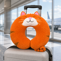 Prix d'usine – Oreiller de voyage personnalisé en forme de chat orange, en peluche douce et mousse à mémoire de forme, coussin de soutien cervical en U, hauteur réglable 11-30 cm