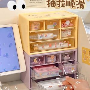 Six Compartment Drawer <b>Storage</b> <b>Box</b> Desktop Organizer Covered Rectangle Office Stationery Jewelry Holder Standing Type - Product Image 4