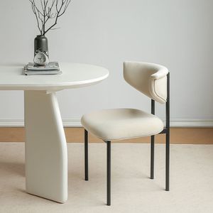 Modern Minimalist Dining Chair With <b>Backrest</b> Solid Color Upholstered Seat For Home Dining Room Adult Use - Product Image 4