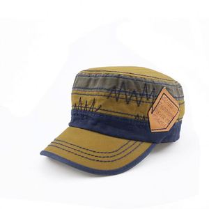 New Splicing <b>Flat</b>-top <b>Hat</b> with Ethnic Vintage Style Leather Label Fashionable Versatile Men's Women's Outdoor Sports Leisure <b>Hat</b> - Product Image 2