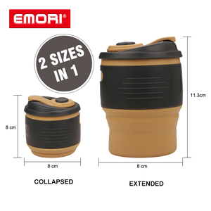 Gobelet pliable de voyage en silicone de qualité alimentaire PP 350 ml, tasse à thé et à café pliable en silicone avec logo personnalisé - Product Image 2