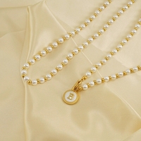 Collar de Moda con Letra de Concha de Perla y Oro para Mujer, Collar de Acero Inoxidable con Dije, Accesorios de Diseño al por Mayor