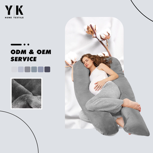 Coussin de <span class=keywords><strong>grossesse</strong></span> en velours gris en forme de U, coussin de maternité pour le soutien du dos pendant le sommeil - Product Image 1