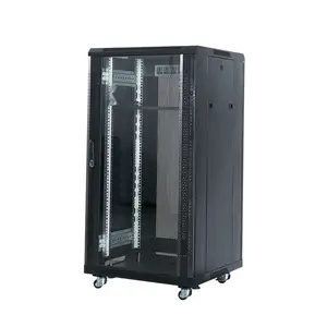 SY325 42u Wallmount custodia Server Rack di rete con chiusura porta in vetro profondo nero con ruote SPCC Web server Monit