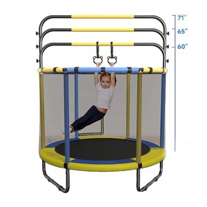 Bán buôn Toddler <span class=keywords><strong>Trampoline</strong></span> Set an toàn Net bọt xử lý 60inch Mini Bouncer con <span class=keywords><strong>Trampoline</strong></span> với Hoop điều chỉnh cho chơi trong nhà - Product Image 1