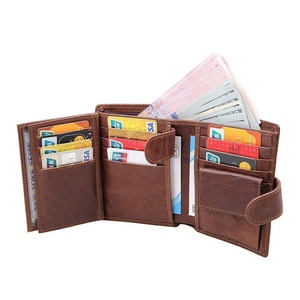 Custom Front Pocket <b>Trifold</b> <b>Wallet</b> Genuine Leather <b>Wallet</b> RFID Blocking Credit Card Holder for Men - Product Image 1