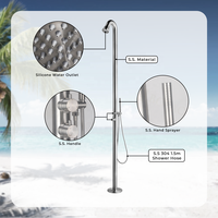 Ensemble de douche d'extérieur brossé Beach Garden Home support en acier inoxydable grande piscine douche extérieure