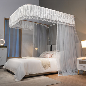 La mejor cubierta de dosel de cama con riel de guía de pista de acero inoxidable en forma de U, <span class=keywords><strong>mosquitera</strong></span> portátil de tamaño King <span class=keywords><strong>para</strong></span> bebé <span class=keywords><strong>para</strong></span> uso doméstico, función plegada - Product Image 6