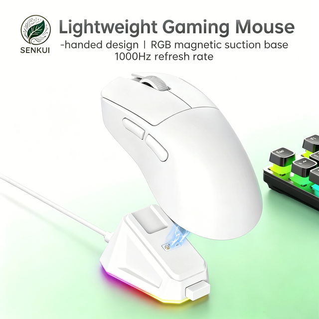 PAW3311 Wireless Ergonomic Gaming Mouse 12000 DPI Optical Sensor RGB Backlit USB/Type-C Interface Rechargeable 4 Programmable