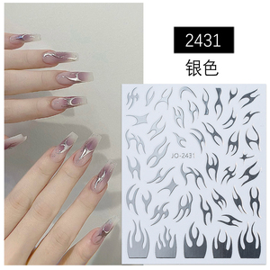 TSZS Graffiti Fun <strong>Nail</strong> Art Stickers Metallic Mirror <strong>Flame</strong> 3D <strong>Nail</strong> Stickers Black Chrome Silver Abstract <strong>Flame</strong> <strong>Nail</strong> Decals - Product Image 5