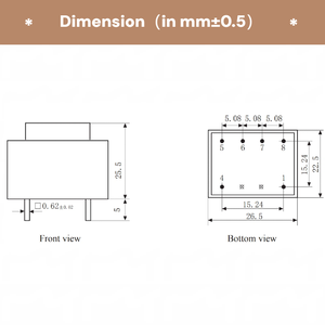 หม้อแปลงไฟฟ้าแบบติดตั้งบนแผงวงจรพิมพ์ YHDC PE2412-I แบบเคลือบอีพ็อกซี 0.5VA 110/220/230/380V AC ได้รับการรับรองมาตรฐาน CE/RoHS แรงดันไฟฟ้าสูง เสียงรบกวนต่ำ - Product Image 3