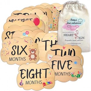 Cartes mensuelles en bois pour les étapes importantes du nouveau-né, panneau commémoratif du premier mois de vie du bébé, plaque en bois pour les étapes importantes. - Product Image 2