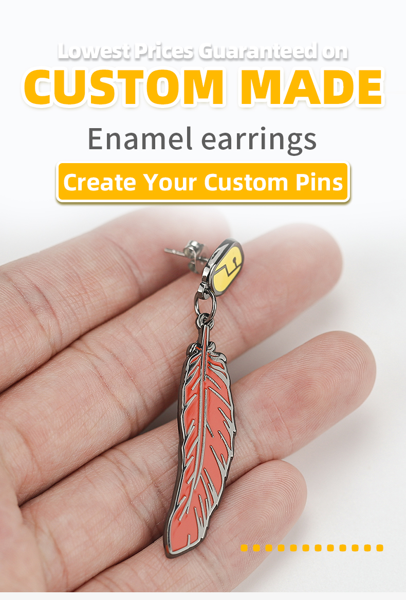 Custom Design Enamel Earring Stud Hard Black Nickle Custom Left Earrings