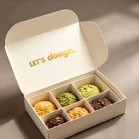 Emballage de biscuits en papier kraft écologique, boîte à en-cas en carton recyclé de qualité alimentaire, boîte à macarons, boîte à beignets avec séparateur