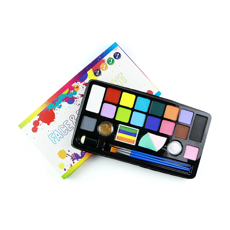Không độc hại make up pallette biểu tượng tùy chỉnh thương hiệu trẻ em long lanh nước mặt sơn Set Kit cho trẻ em