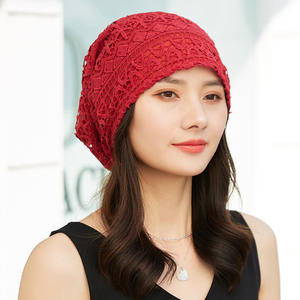 Sombrero de Jersey fino de primavera y otoño, sombrero de pila de encaje, sombrero de pañuelo de confinamiento posparto - Product Image 2