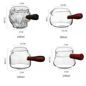 Bule de vidro feito à mão estilo japonês, com alça de madeira, copo de chá