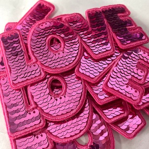 2025 Valentine's Day Designs LOVE Pink <strong>Glitter</strong> Sequin <strong>Patch</strong> Embroidery <strong>Patch</strong> for Girl Women Clothing - Product Image 3