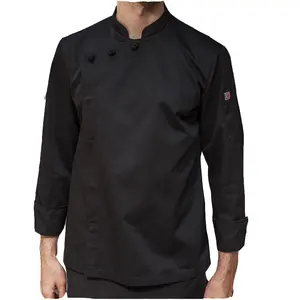 전문 작업복 레드 긴 소매 스냅 버튼 프랑스 요리사 유니폼