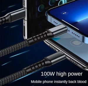 100W 3-in-1 Super Fast Charging Type-C Micro <strong>USB</strong> <strong>Cable</strong> 1m Nylon Braided Mobile Phone <strong>Power</strong> Supply Charger Wire Cord Phone <strong>Cable</strong> - Product Image 4