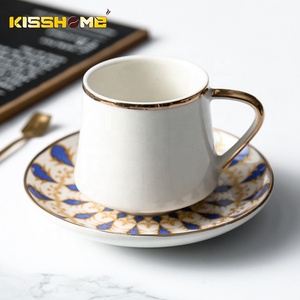 Ensemble de tasses à café 6 pièces, nouveau Design <span class=keywords><strong>turque</strong></span>, soucoupe en céramique plaquée or, outils Espresso à la maison, céramique éthiopienne - Product Image 4