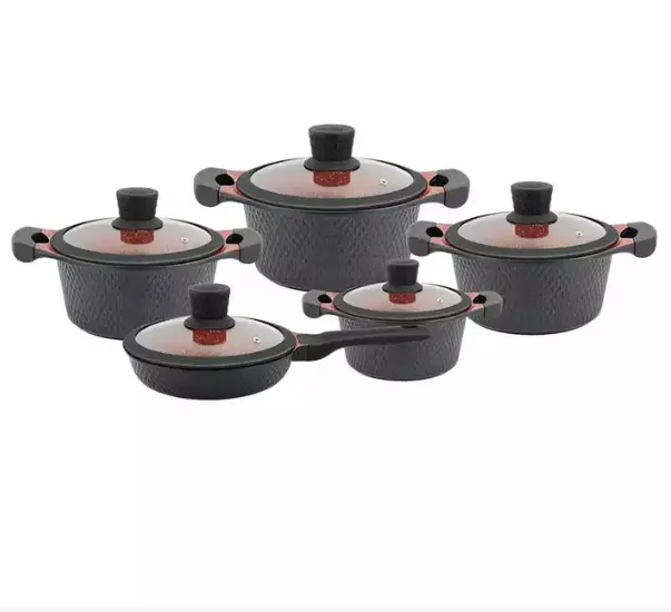 10pc die Cast Aluminum Cookware Sets Cooking Pot Non Stick Cookware Sets Cookware Kitchen with glass