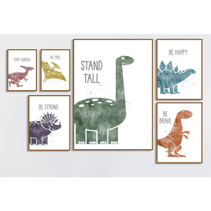 Triceratops ptérosaure dessin animé dinosaure mur Art toile peinture nordique affiches et impressions photos murales pour enfants chambre décor - Product Image 1