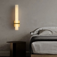 Nouvelle lampe murale en marbre et cuivre de style chinois, luxe léger, pour salon, chambre à coucher, chevet