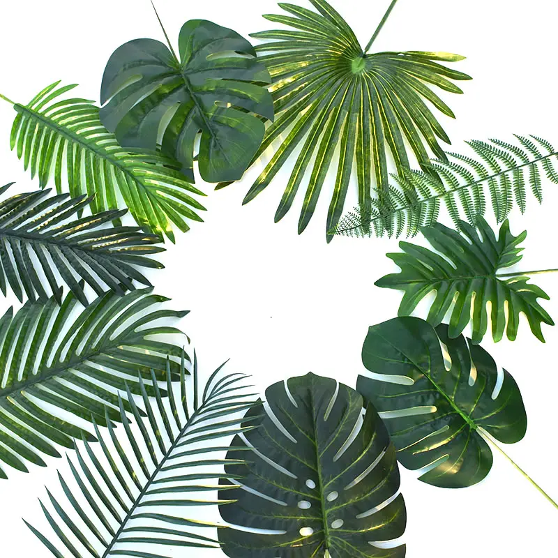 인공 Monstera 식물 플라스틱 열대 야자수 잎 홈 정원 장식 액세서리 사진 장식 잎