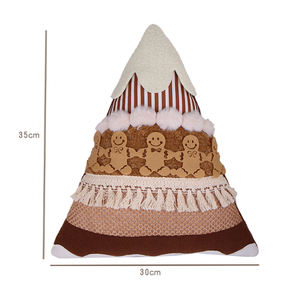 Almofada Personalizada de Natal em Forma de Homem de Gengibre 35cm Decoração Triangular para Sofá Almofada de Tecido Plush para Interior Poliéster Fofa - Product Image 3