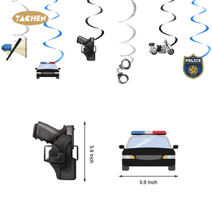 Set dekorasi pesta polisi YACHEN balon lateks polisi Selamat Ulang Tahun BannersHanging putar untuk pesta ulang tahun bertema polisi - Product Image 6