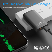 Cargador de Pared Rápido USB Tipo C PD GAN Delgado de 65 W, Adaptador de Corriente Portátil para Teléfono y Laptop, Enchufe Plegable Ecológico, Luz LED de 3 Puertos