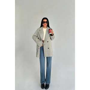 Chaqueta de Mujer con Botones y Rayas Marrones - Product Image 3