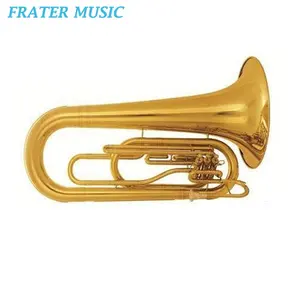 High grade Wind brass instrument Gold lacquer Bb tone piston Marching Tuba with gold brass leadpipe (JMT-130)
