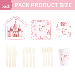 Juego de Vajilla Desechable DAMAI Unicornio para Fiestas de Cumpleaños de Niñas, Platos, Vasos y Servilletas de Papel con Diseño de Castillo Rosa y Unicornio, Artículos para Fiestas - Product Image 3