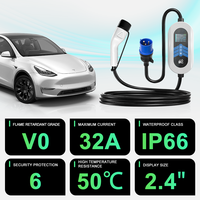 Chargeur EV portable flexible E-Mingze Type 2 32A 7KW avec sélection de puissance, boîtier couleur personnalisable et arrêt/démarrage à distance via application pour une sécurité accrue